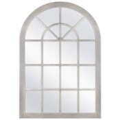 Wholesale - 30"x44" GREY ARCHED WINDOWPANE WALL MIRROR C/P 1, UPC: 044021689882